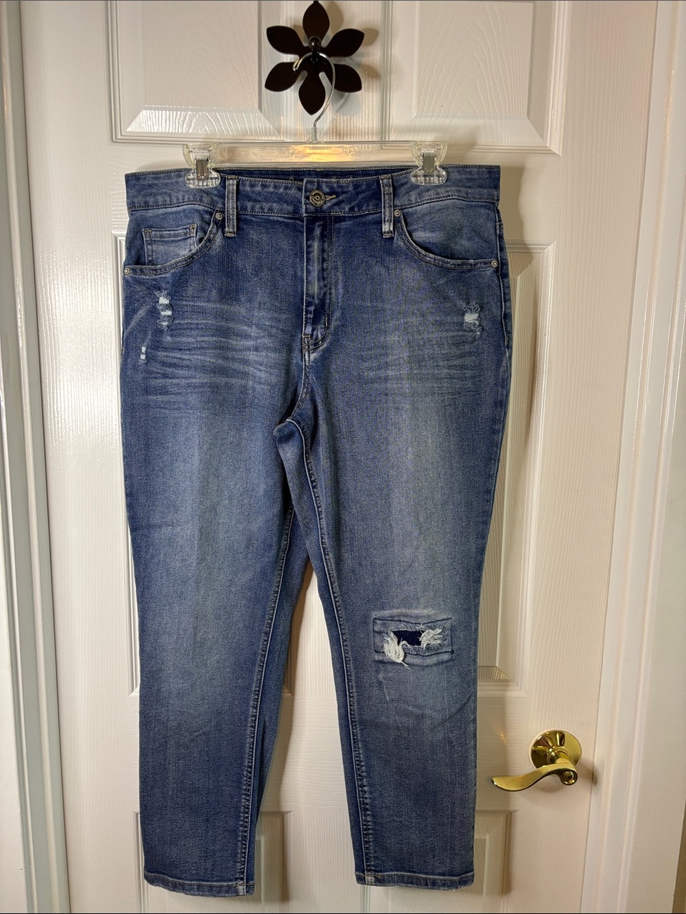 Copperflash Distressed Blue Denim Jeans 5-pocket Size 14